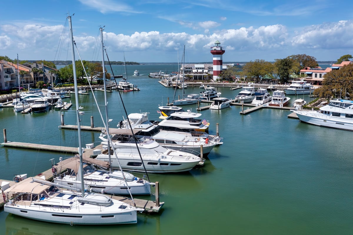 Aerial view of a marina with docked boats for Uzar Enterprise Marine