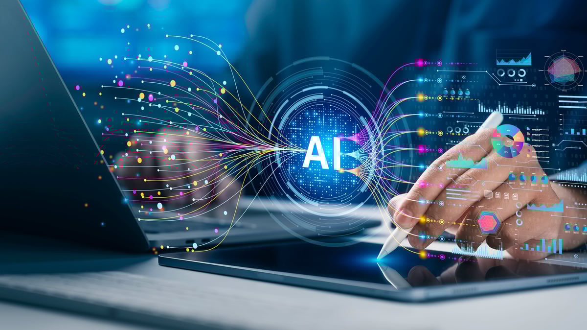 Data Science and Big Data Analytics concept. Analyst uses AI technology for Complex Data Analysis, Data mining, and Business analytics.